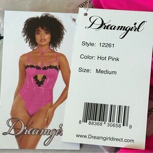 Dreamgirl Hot Pink and Black Lace Chemise